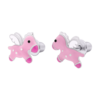 Сережки-пусети Пегас з рожевою та білою емаллю фото №5