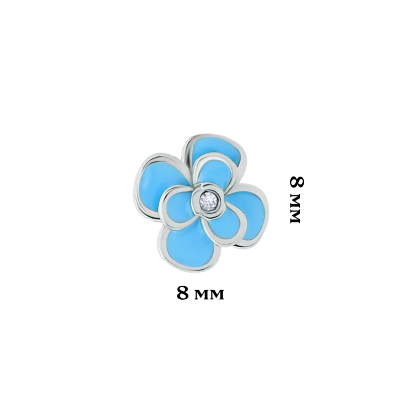 Сережки Піон з блакитною емаллю та фіанітами фото