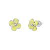 Сережки Піон із жовтою емаллю та фіанітами фото №1