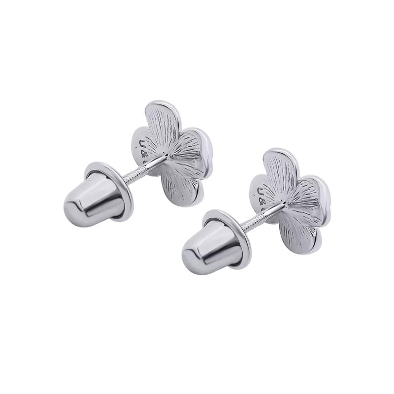 Сережки Піон з блакитною емаллю та фіанітами фото