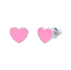 Сережки Серце з рожевою емаллю фото №1