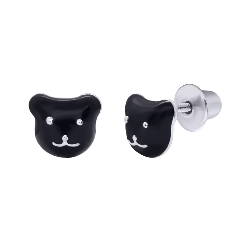 Сережки Котик чорний фото