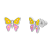Сережки Метелик з кристалами з кольоровою емаллю та фіанітами фото №1