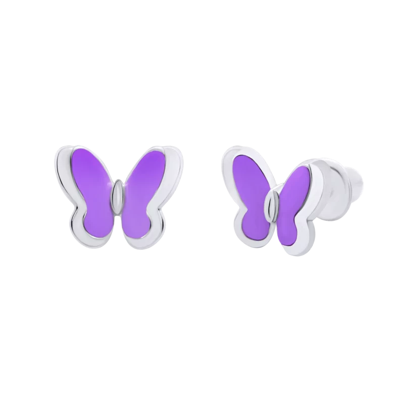 Сережки Метелики фіолетові фото