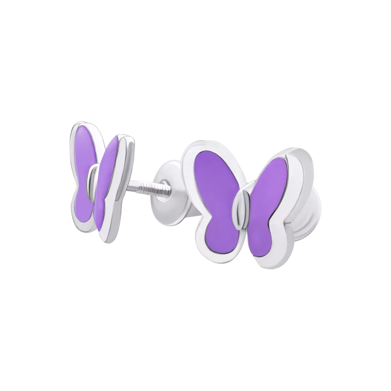 Серьги Бабочки фиолетовые фото