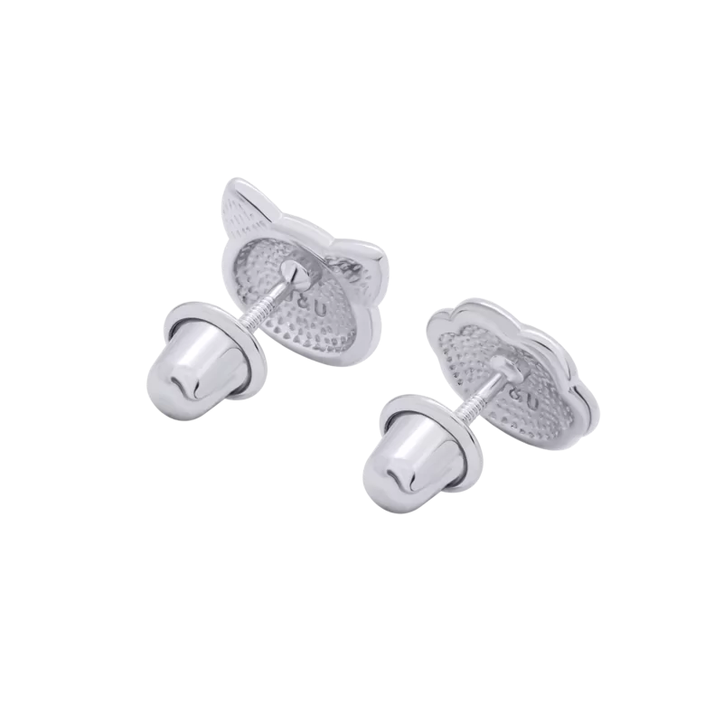 Сережки Котик з лапкою кораловий фото