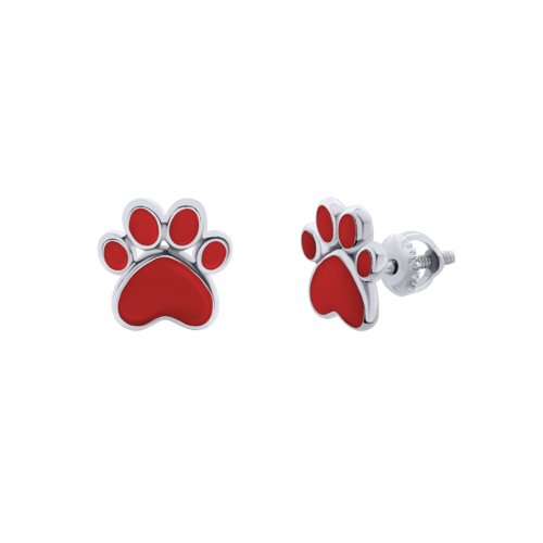 Серьги Лапка красная фото