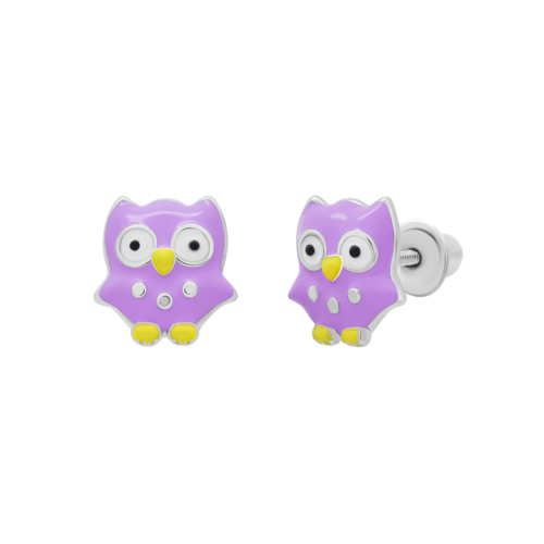 Серьги Сова фиолетовая фото