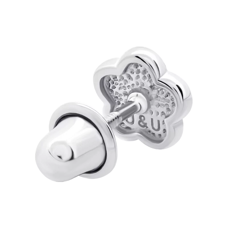 Моносережка Квіточка з жовтою емаллю та фіанітом фото