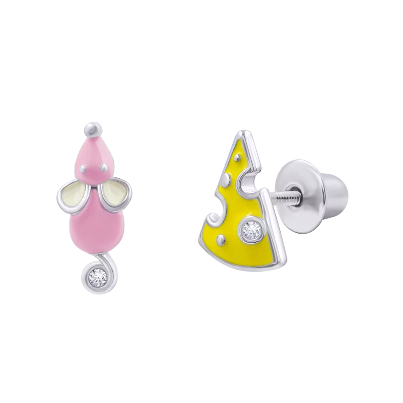 Сережки Мишеня з сиром рожеве фото