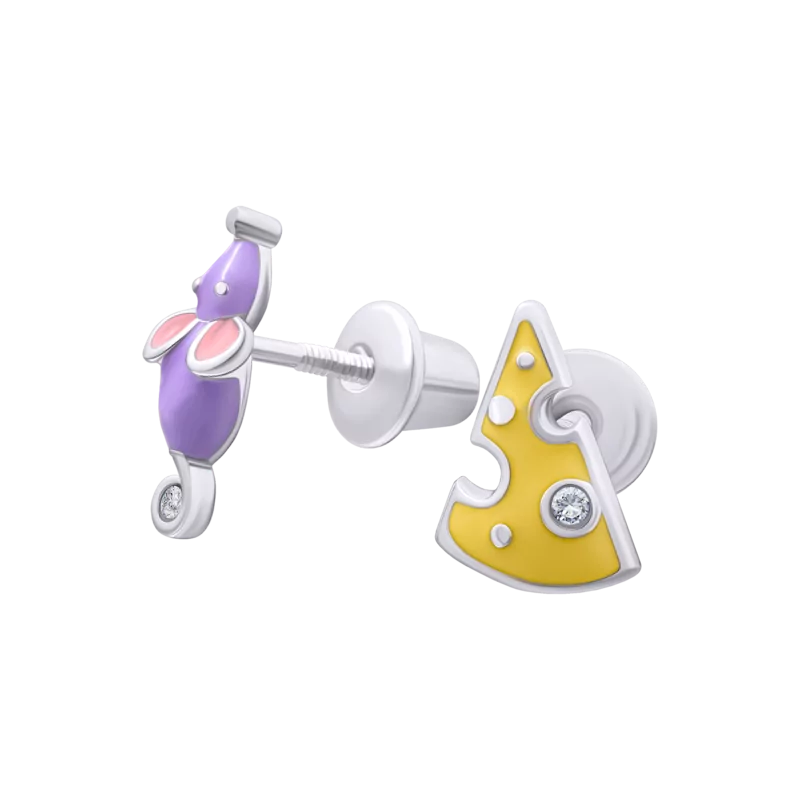 Сережки Мишеня з сиром фіолетове фото