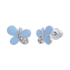 Сережки Метелик блискучий блакитний фото №1