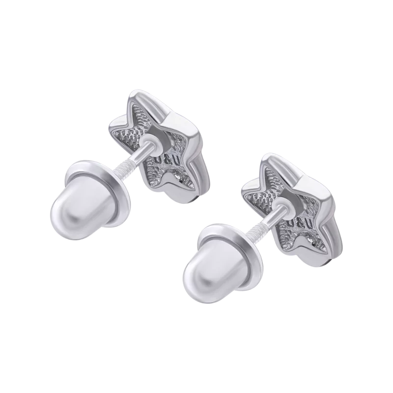 Сережки-зірочки Рак з талісманом з червоними фіанітами фото