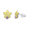 Сережки-зірочки Терези з талісманом з рожевими фіанітами фото №1