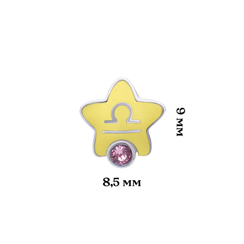 Сережки-зірочки Терези з талісманом з рожевими фіанітами фото