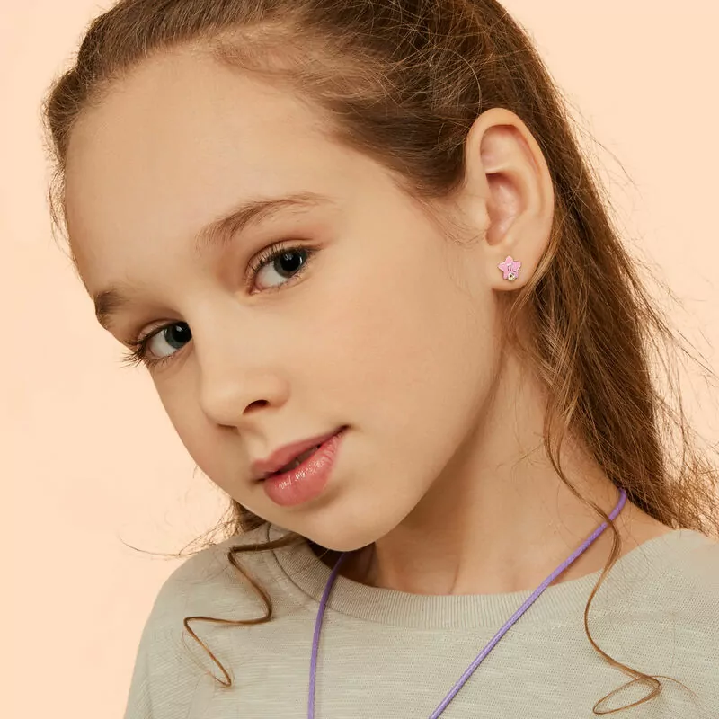 Сережки-зірочки Скорпіон з талісманом із жовтими фіанітами фото