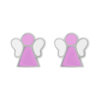 Сережки Ангелочек с розовой и белой эмалью фото №5