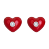 Сережки-пусети Серденько з червоною емаллю та фіанітами фото №4