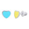 Сережки-пусети Україна у формі серця із жовтою та блакитною емаллю фото №1
