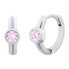 Earrings Huggie with pink Cubic Zirconia photo №1