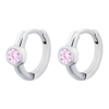 Earrings Huggie with pink Cubic Zirconia photo №4