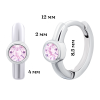Earrings Huggie with pink Cubic Zirconia photo №3