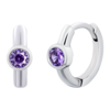 Сережки Huggie із фіолетовим фіанітом фото №1