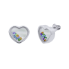 Сережки Серце мале з кольоровими рухливими фіанітами фото №1