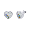 Сережки Серце мале з кольоровими рухливими фіанітами фото №1