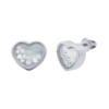 Сережки Серце велике з білими рухливими фіанітами фото №1