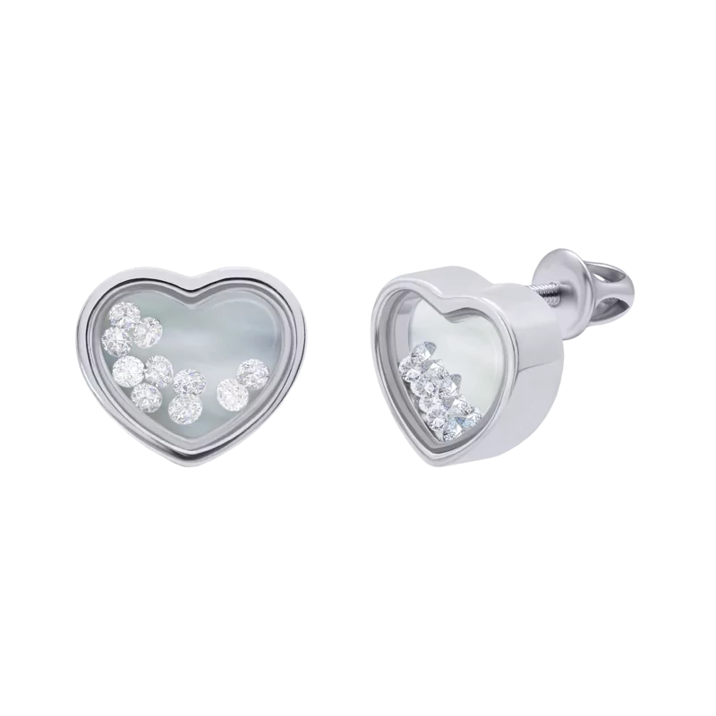 Earrings Big Heart with white moving Swarovski Zirconia photo