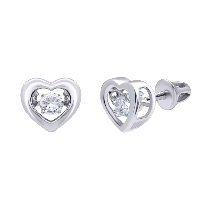 Earrings Little Heart with a dancing stone photo