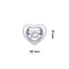 Сережки Серце велике з танцюючим каменем безбарвне фото №2