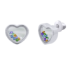 Сережки Серце мале з кольоровими рухливими фіанітами фото №1