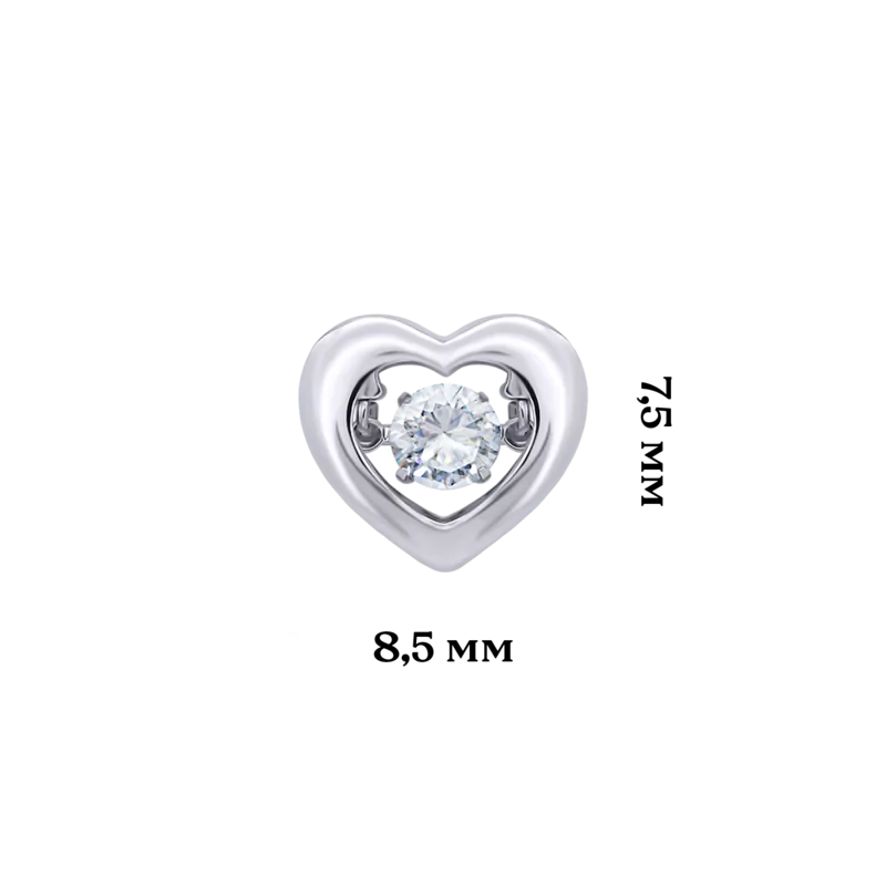 Сережки Серце з танцюючим каменем фото
