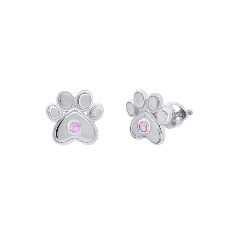 Earrings Paw with pink opal photo