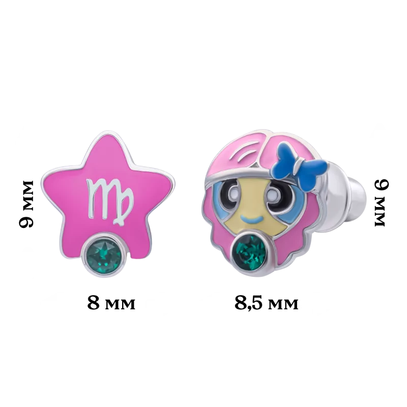 Сережки Діва з талісманом фото