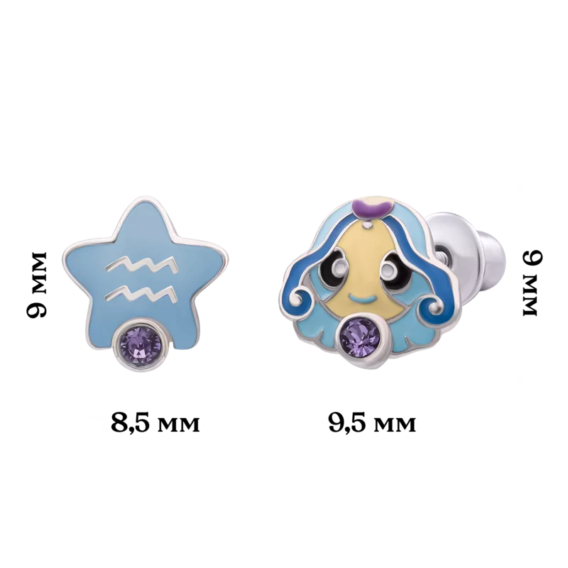 Сережки Водолій з талісманом фото