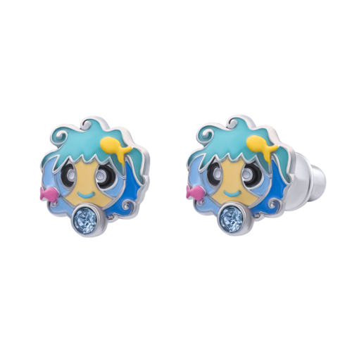 Сережки Леди Рыбы с эмалью и фианитами фото