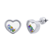 Сережки Серце прозоре велике з кольоровими рухливими Swarovski Zirconia фото №1