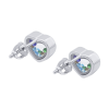 Сережки Серце прозоре велике з кольоровими рухливими Swarovski Zirconia фото №3