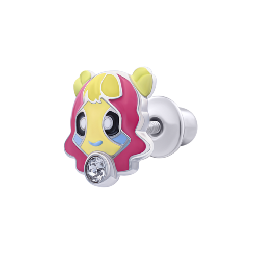 Моносережка Овен с талисманом бесцветным фианитом фото