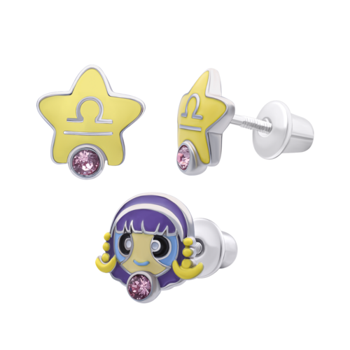 Сережки Весы с талисманом розовым фианитом фото