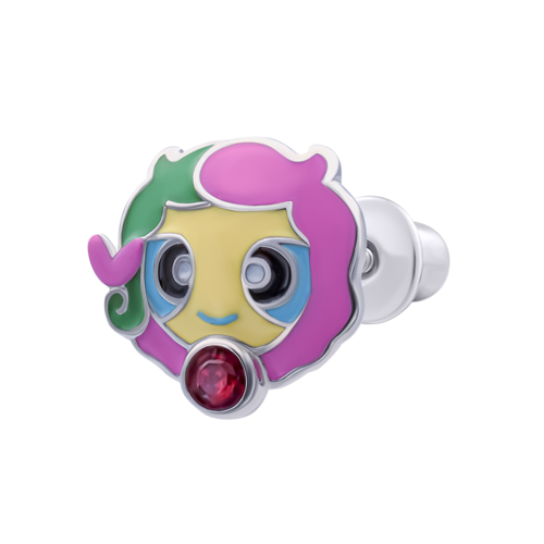 Моносережка Козерог с талисманом бордовым фианитом фото