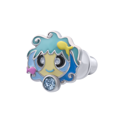 Моносережка Рыбы с талисманом аквамариновым фианитом фото