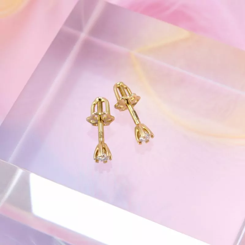 Golden earrings Ray with diamonds photo