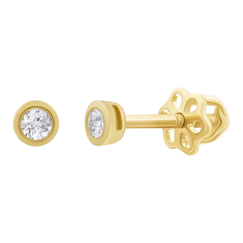 Сережки золоті Mini Classic з діамантами фото