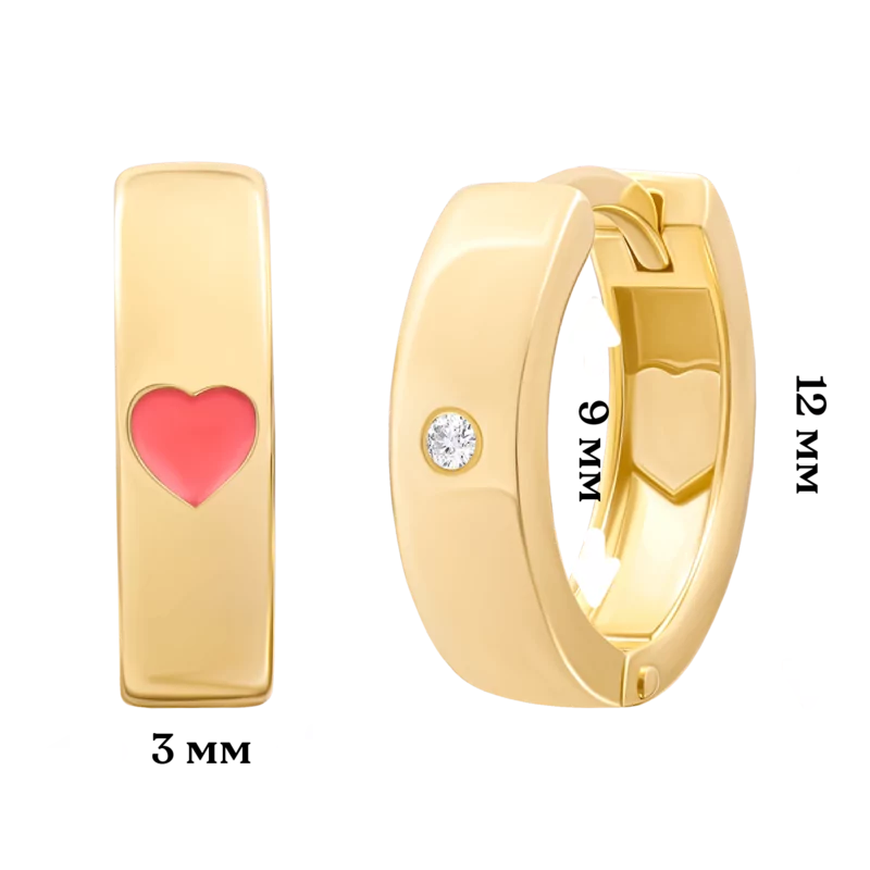 Golden earrings Huggie with Heart photo