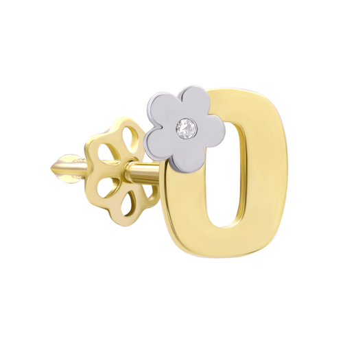 Моносерьга золотая с бриллиантом Буква O фото