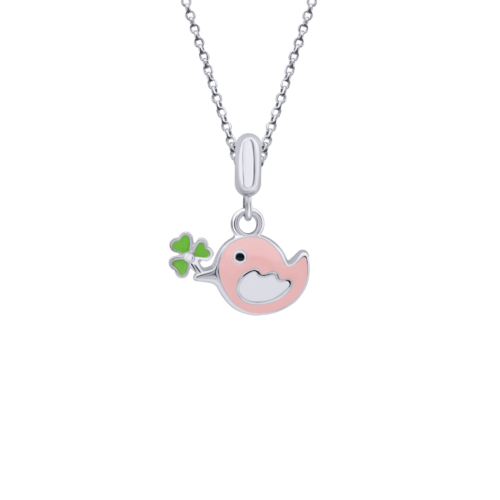 Кулон Птичка розовая фото